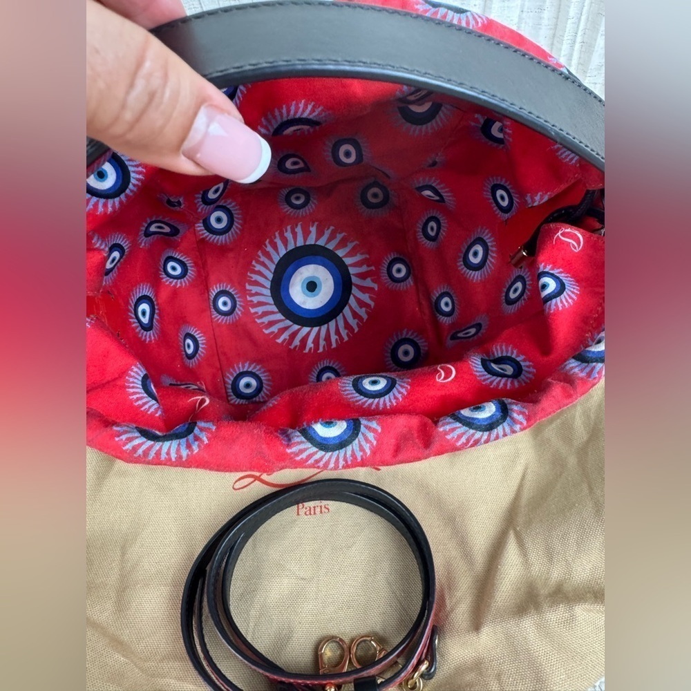 CHRISTIAN LOUBOUTIN Greekaba Mini Embossed Antique Bucket Bag In Multi/Black. - Picture 13 of 16